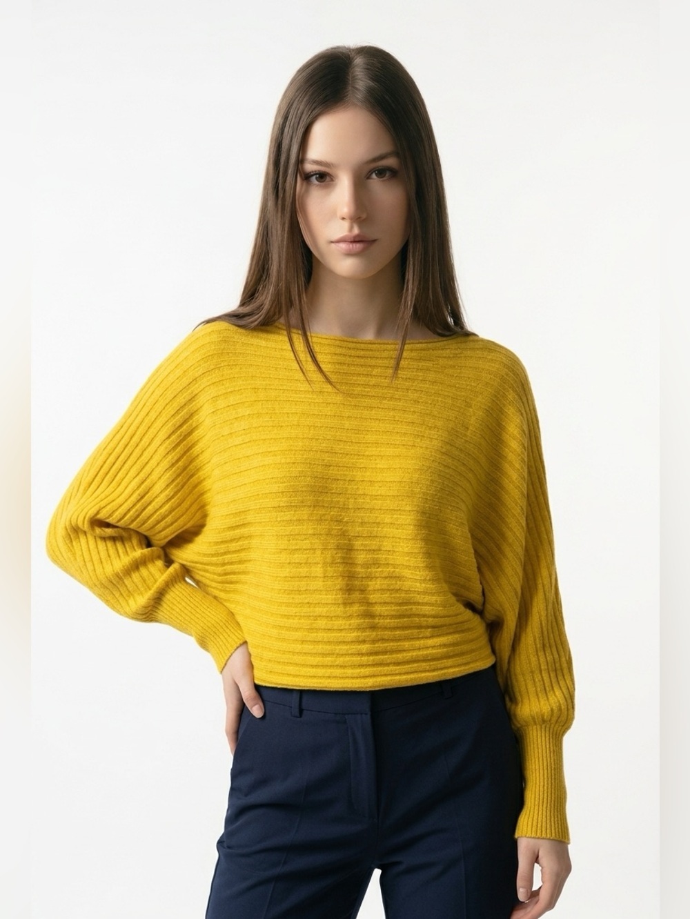 M Made in Italy Ribbed dolman sleeve sweater